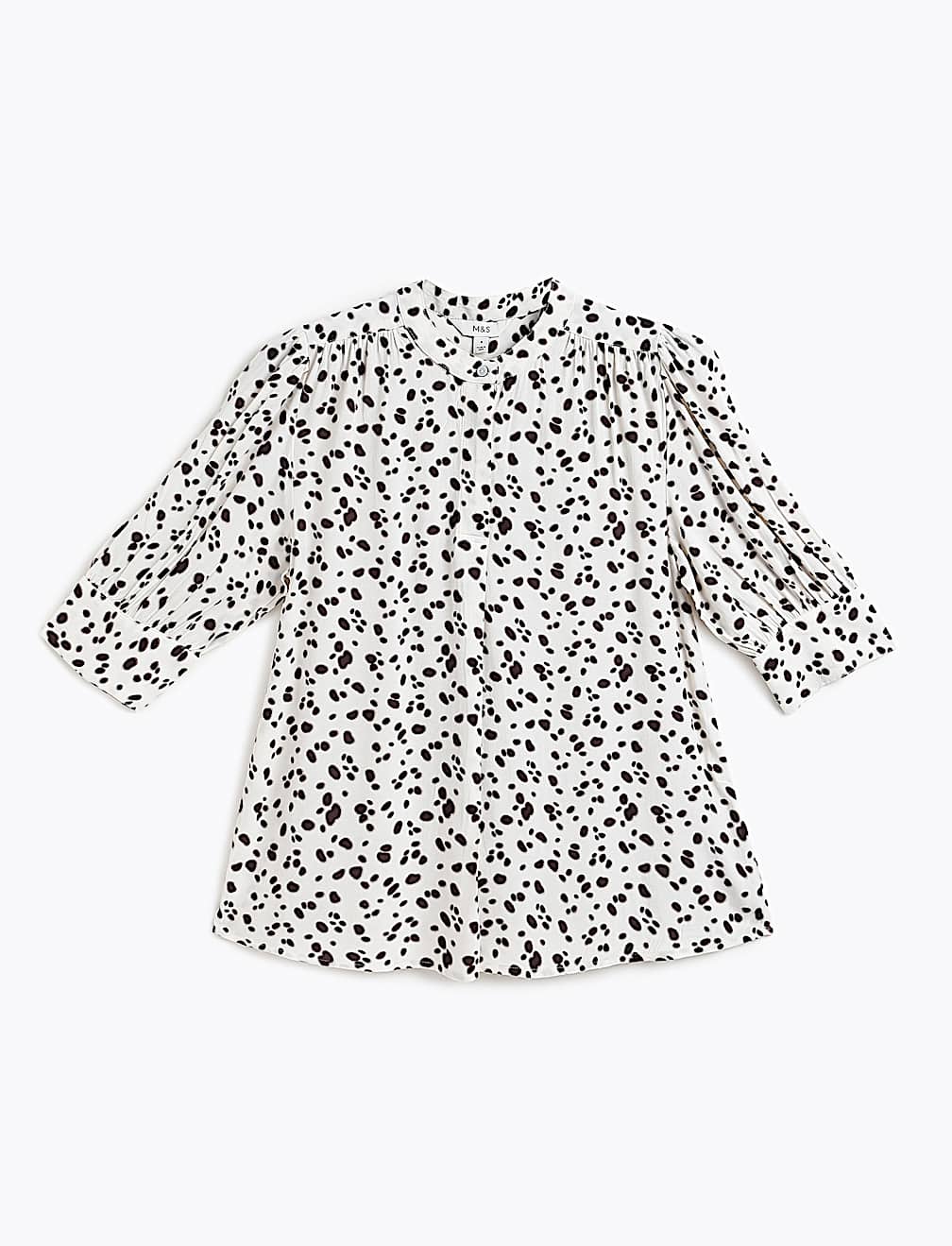 Pure Viscose Abstract Mandarin Neck Top