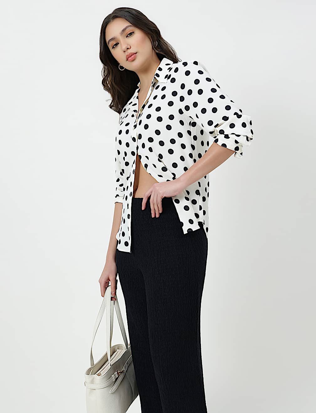Polka Dots Spread Collar Shirt