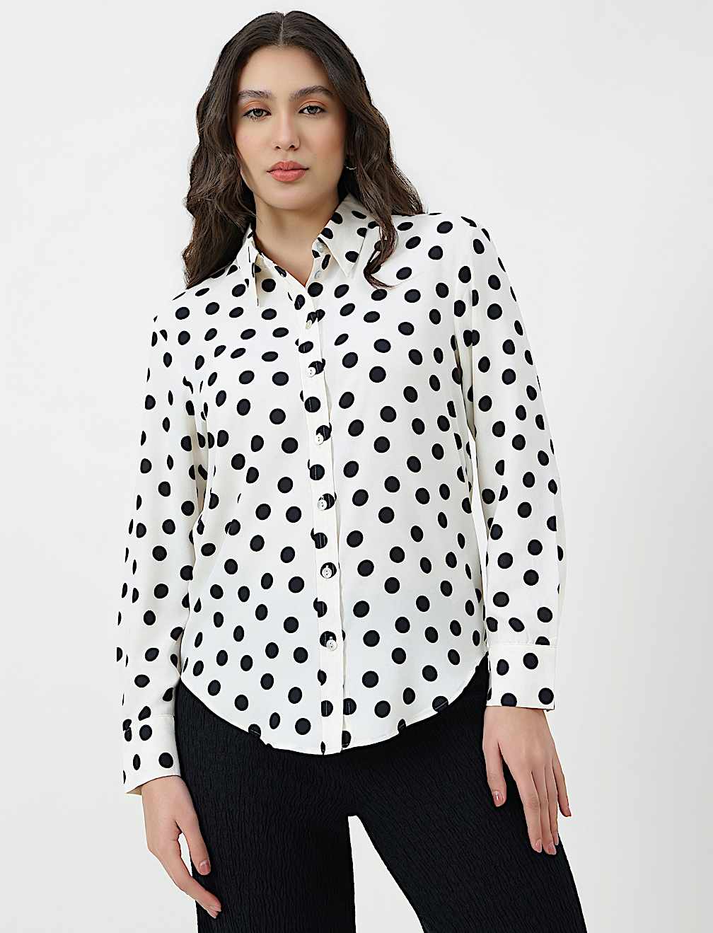 Polka Dots Spread Collar Shirt