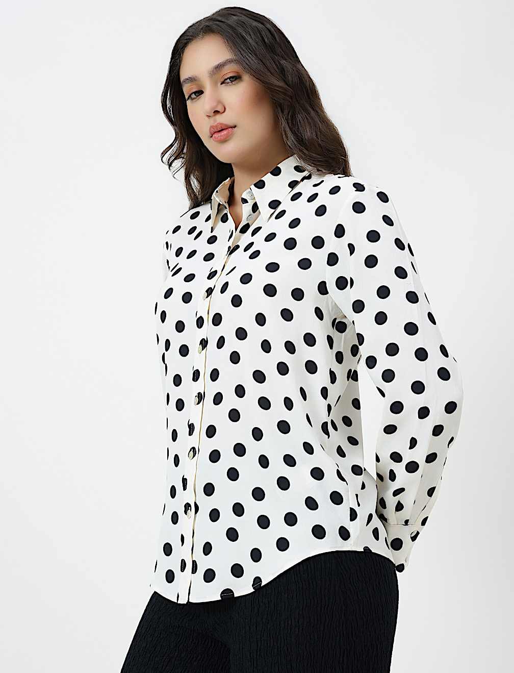 Polka Dots Spread Collar Shirt