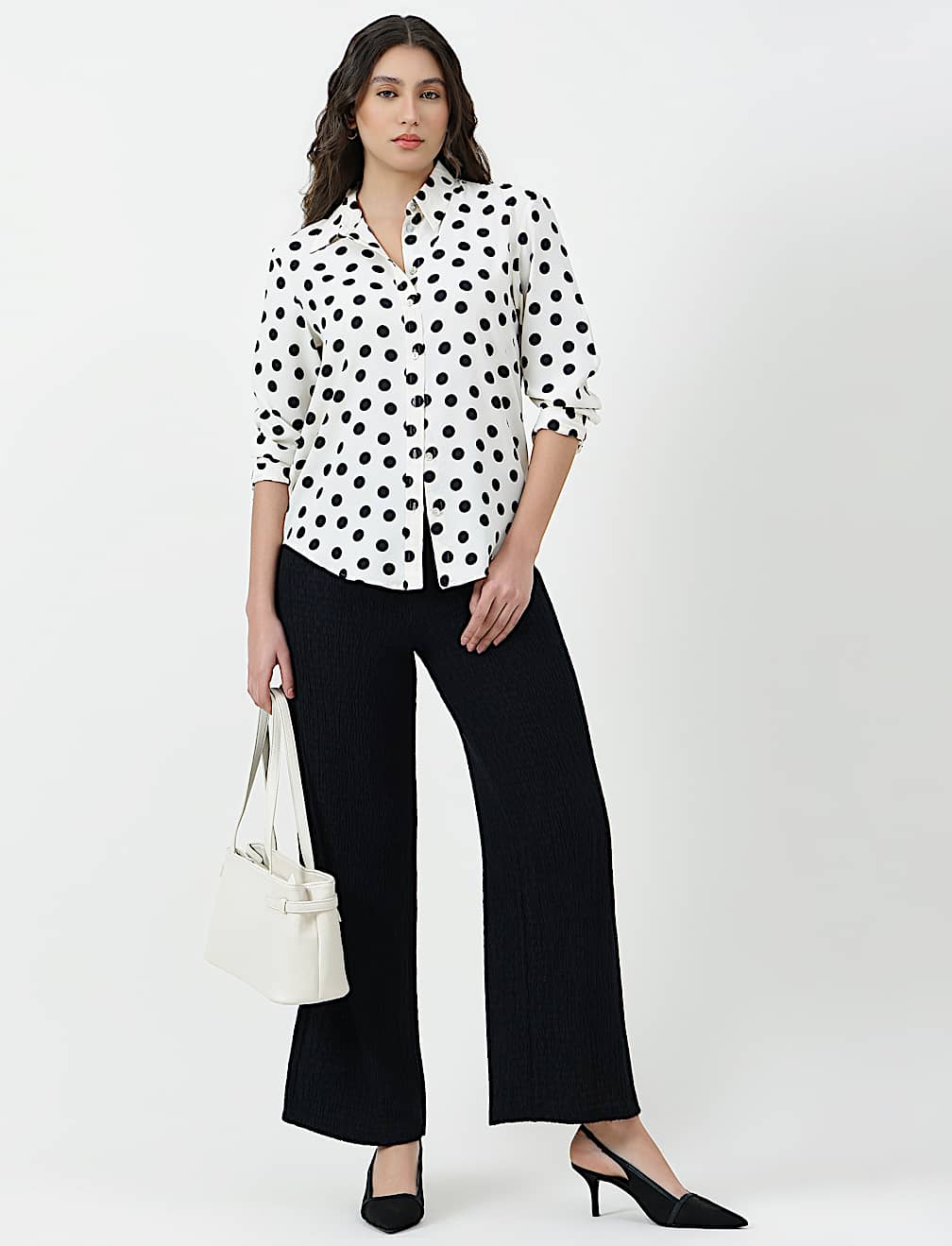 Polka Dots Spread Collar Shirt