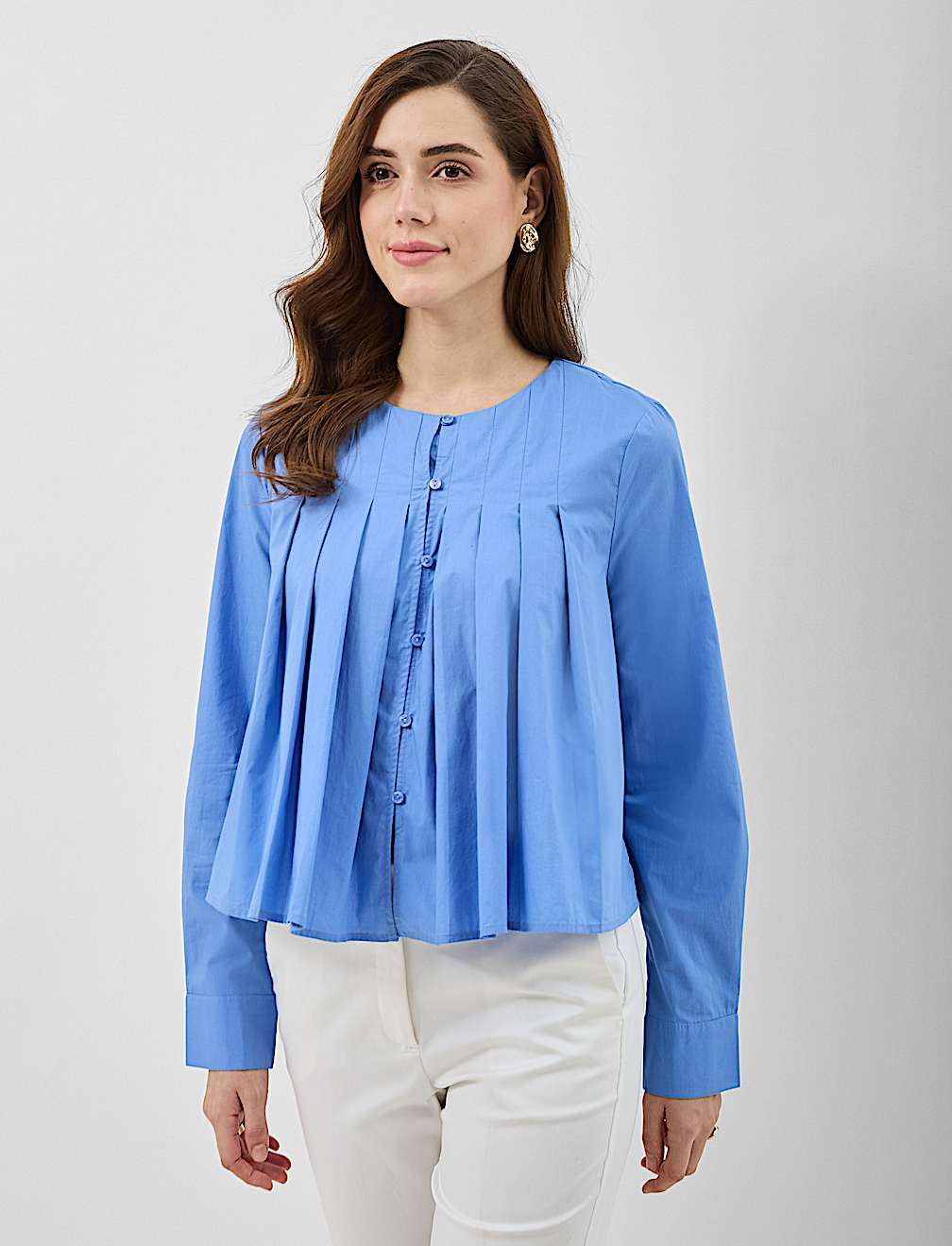 Pure Cotton Pleated Blouse