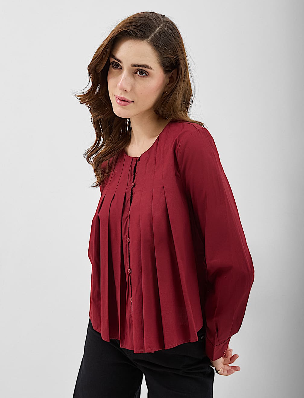 Pure Cotton Pleated Blouse