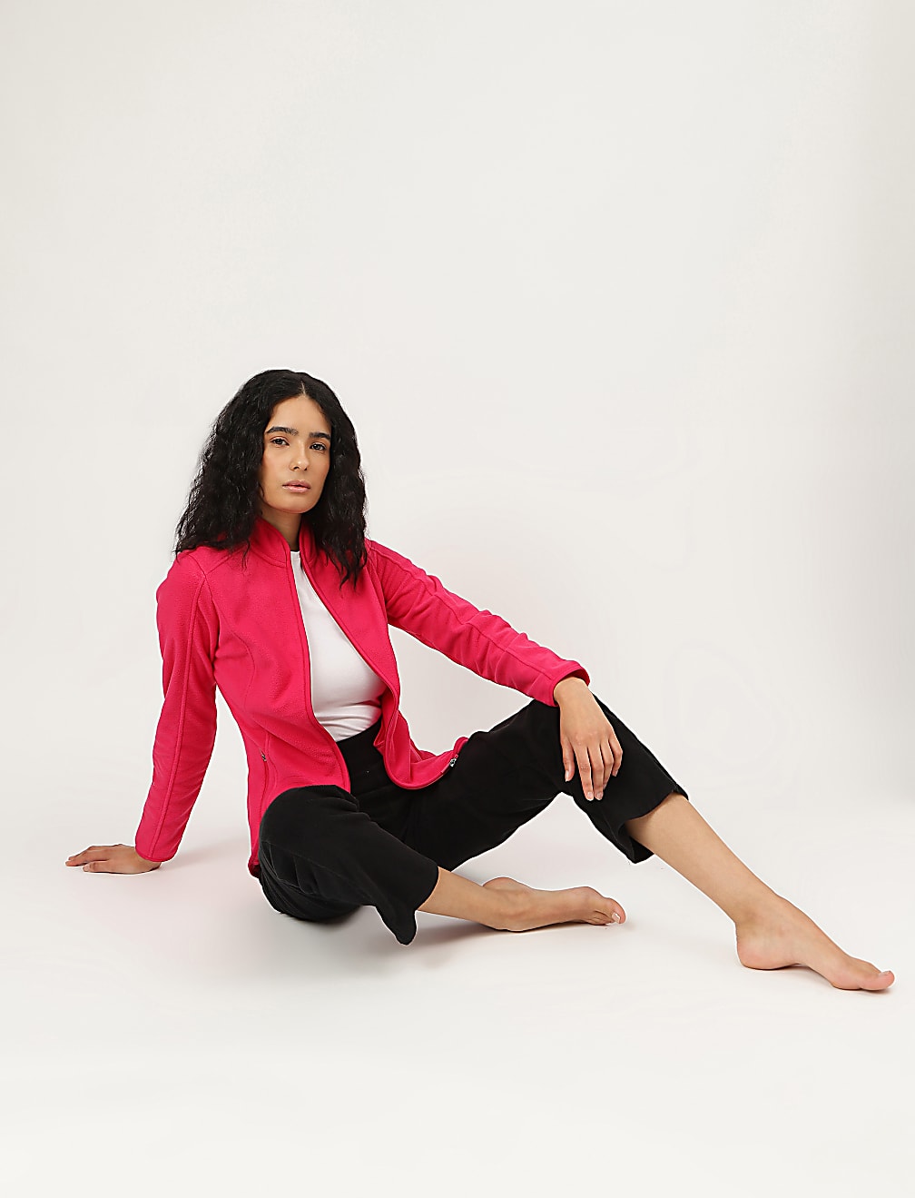 Slim Fit Standing Collar Fleece Jacket