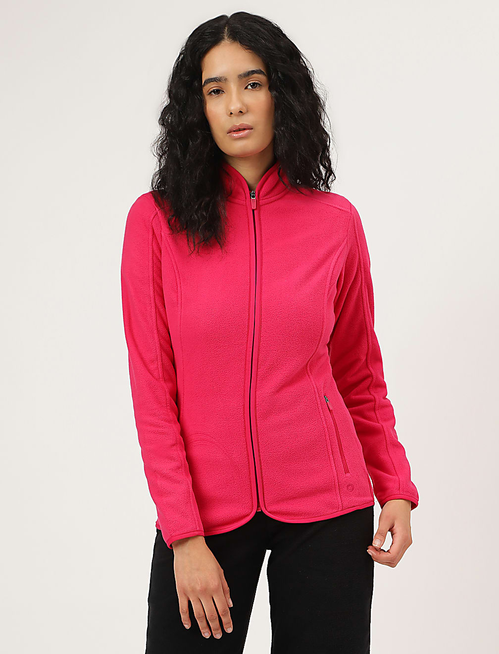 Slim Fit Standing Collar Fleece Jacket
