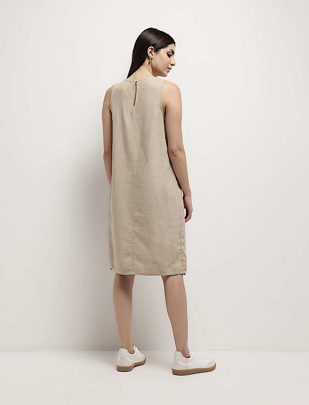 Linen Rich Knee Length Shift Dress