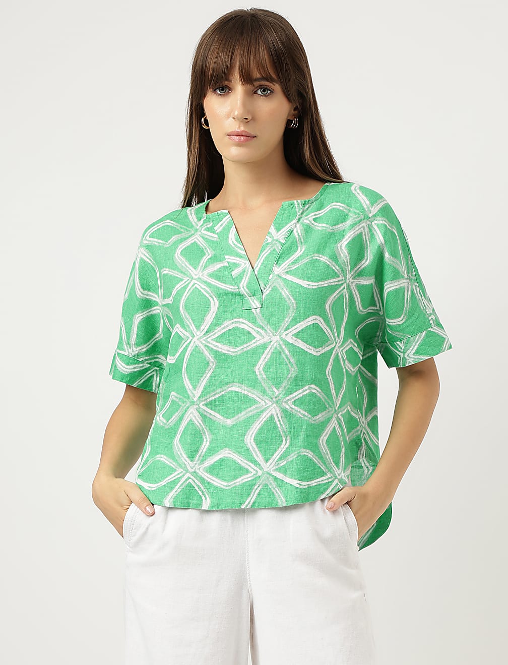 Pure Linen Round Neck Blouse