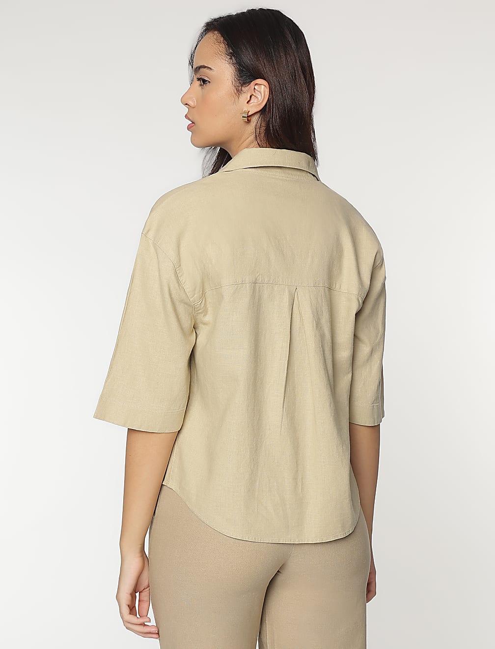 Linen Rich Lapel Collar Shirt