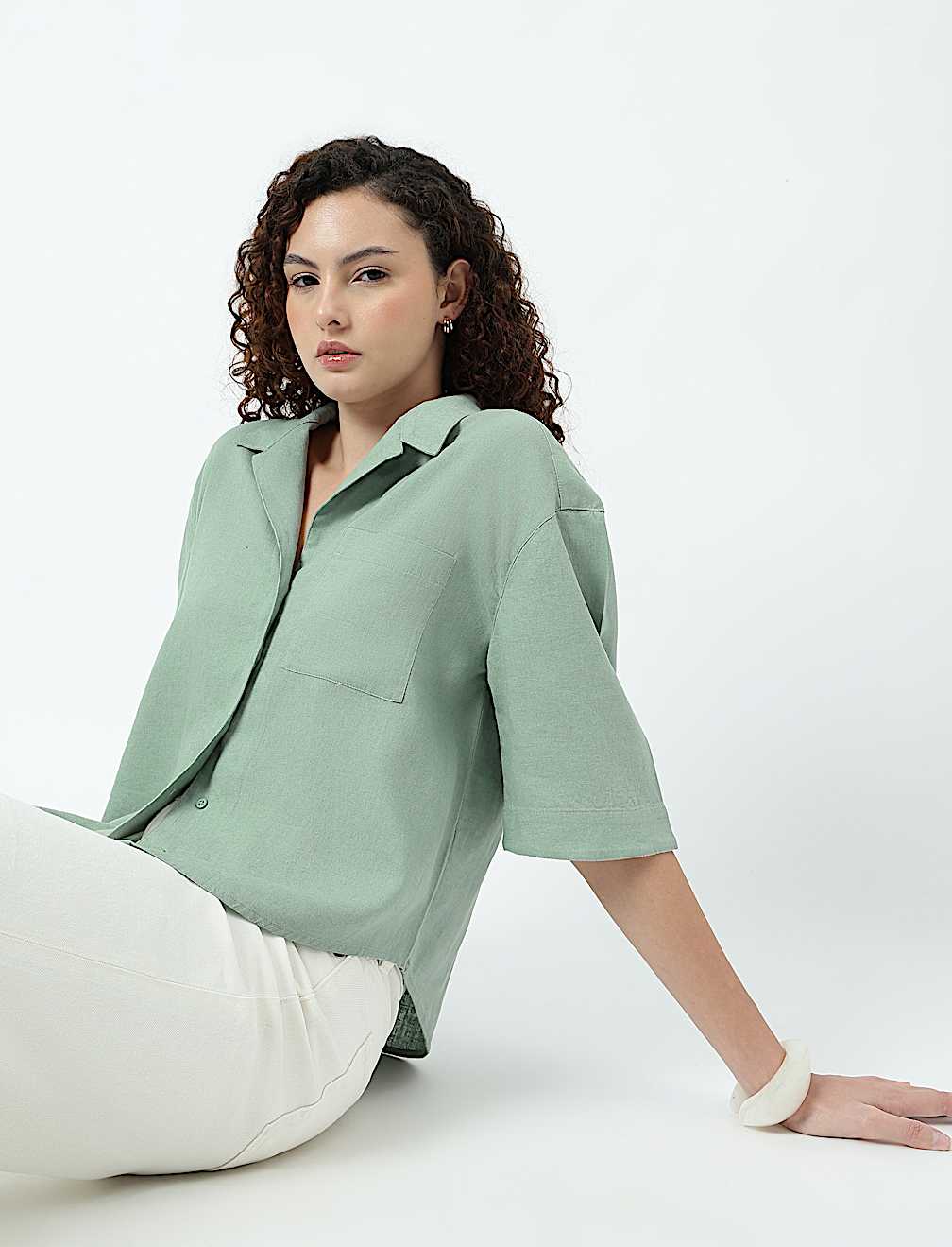 Linen Rich Lapel Collar Shirt