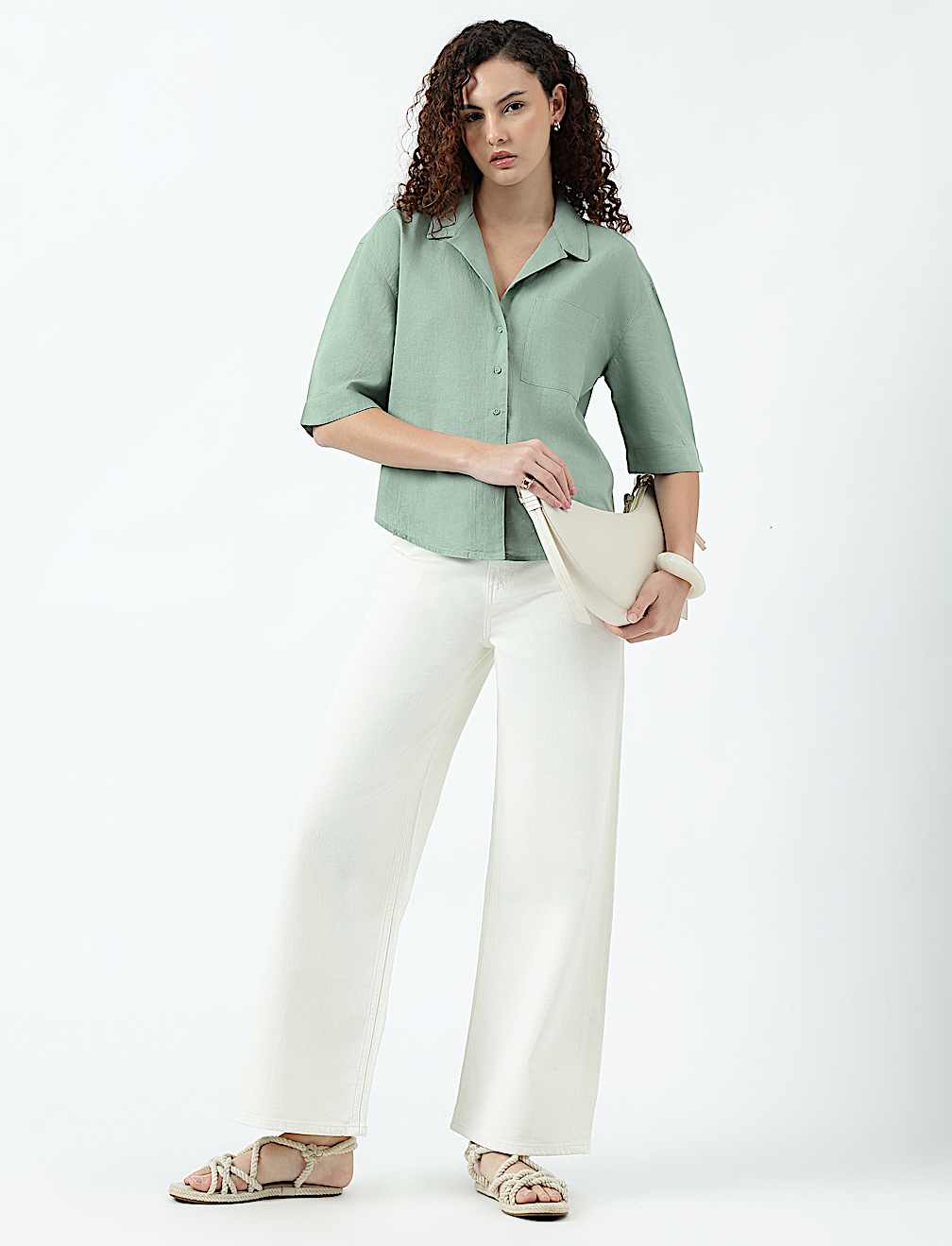 Linen Rich Lapel Collar Shirt