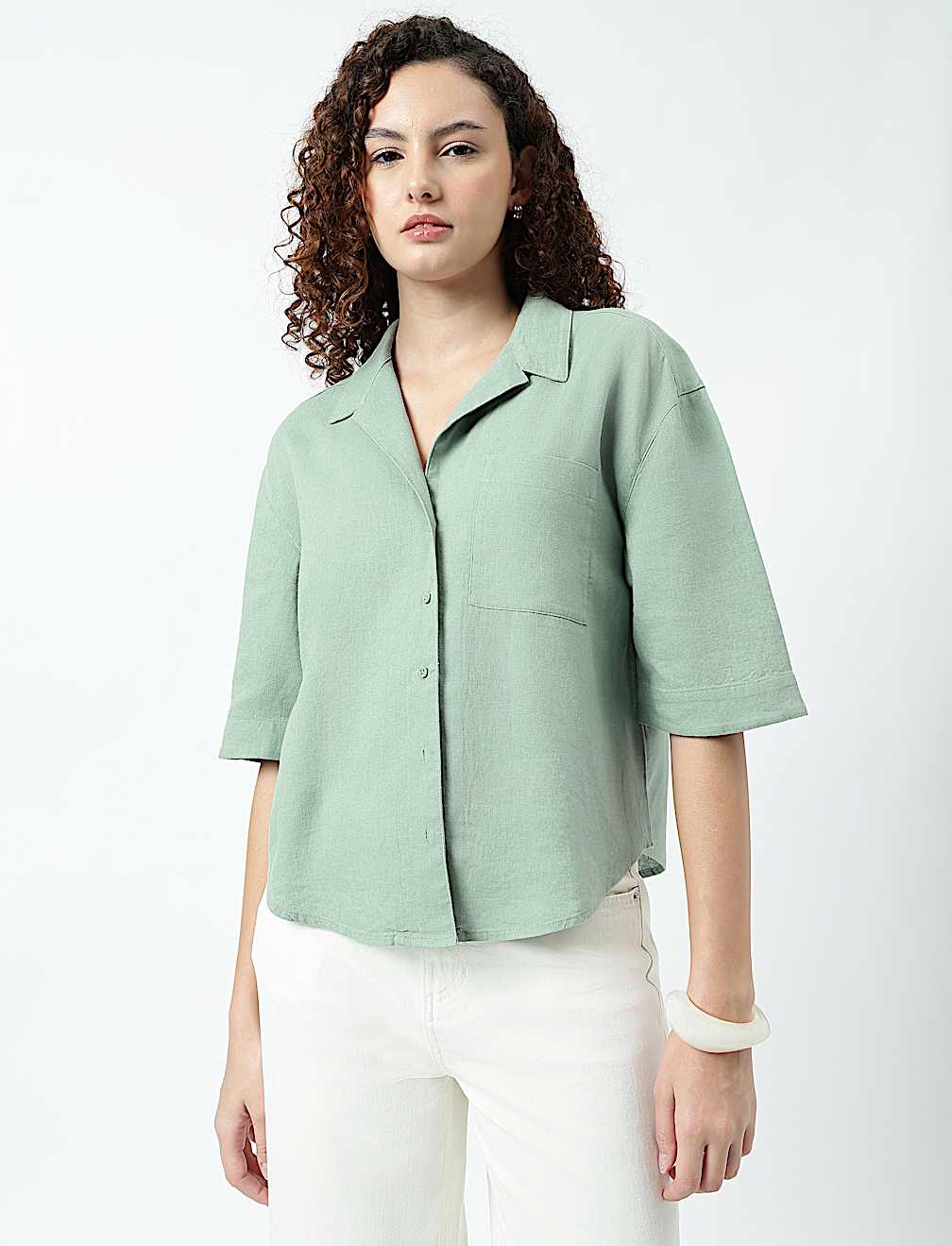 Linen Rich Lapel Collar Shirt