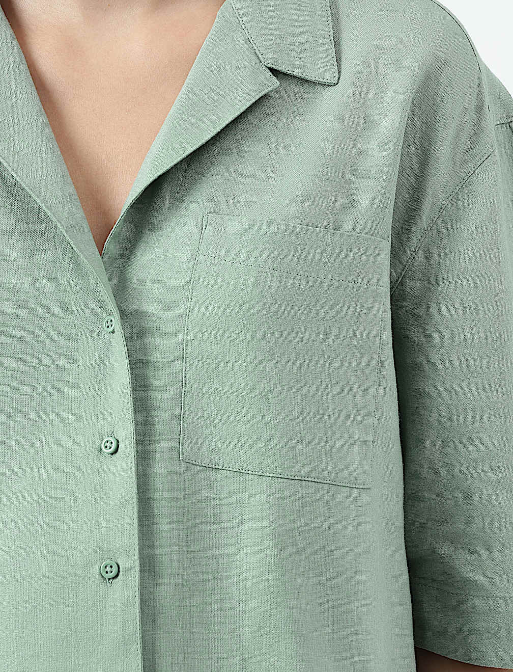 Linen Rich Lapel Collar Shirt