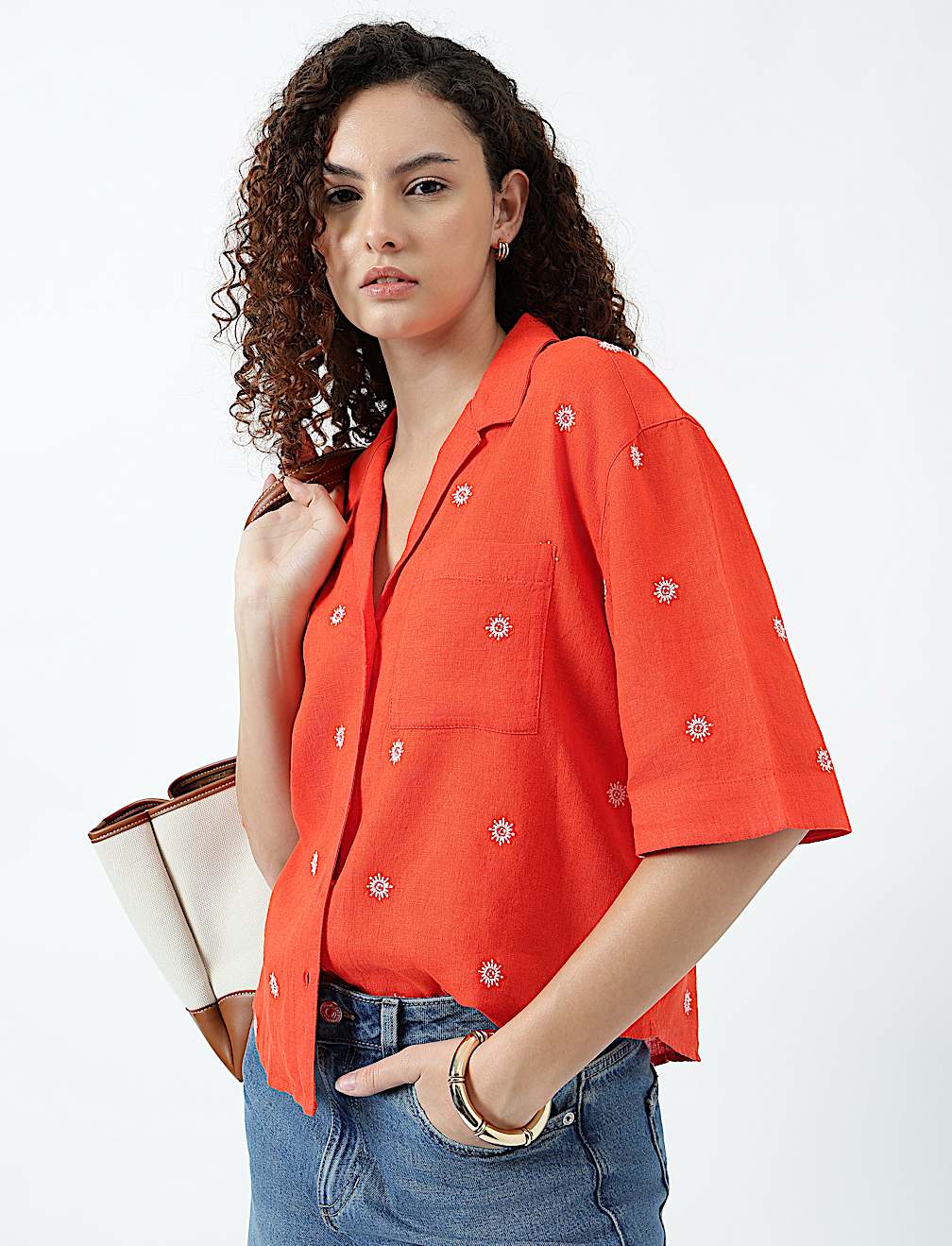 Linen Rich Lapel Collar Shirt