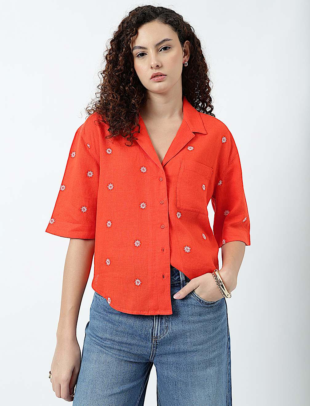Linen Rich Lapel Collar Shirt
