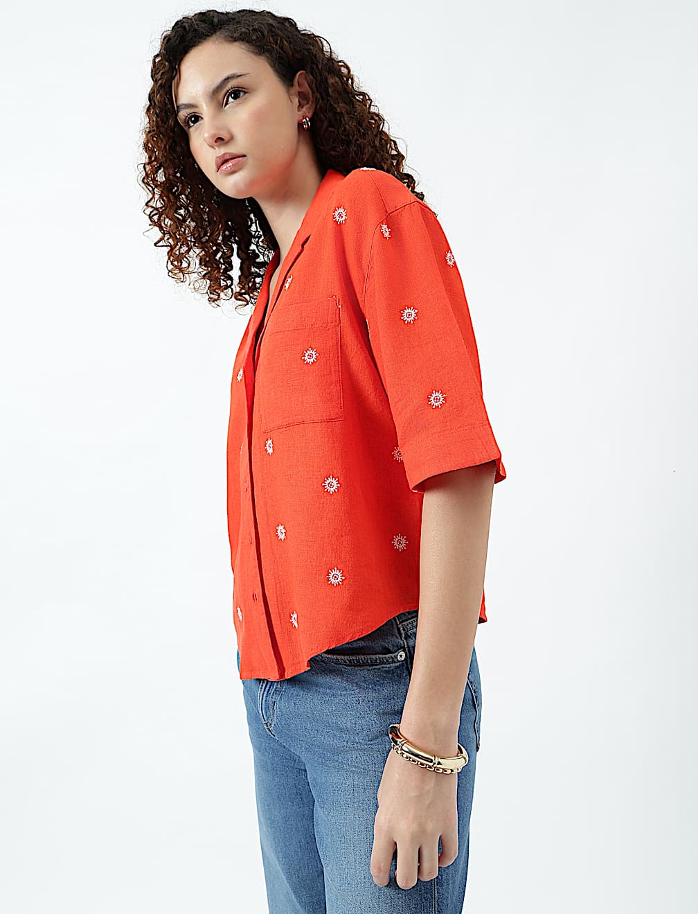 Linen Rich Lapel Collar Shirt