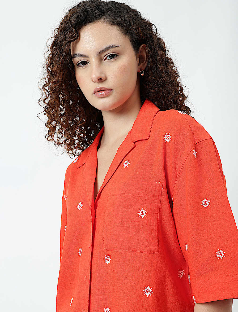 Linen Rich Lapel Collar Shirt