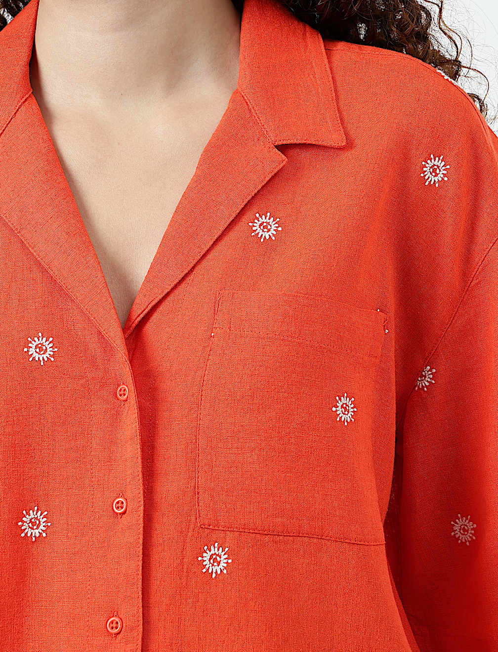 Linen Rich Lapel Collar Shirt