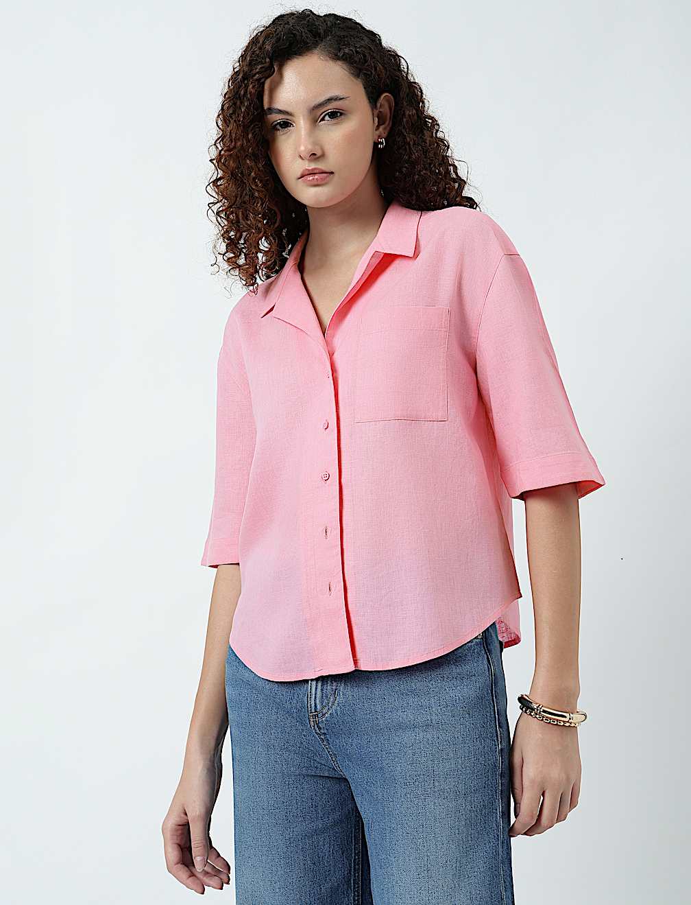 Linen Rich Lapel Collar Shirt