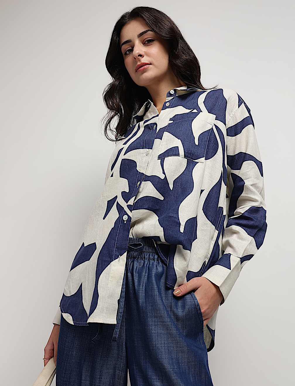 Pure Linen Abstract Printed Shirt