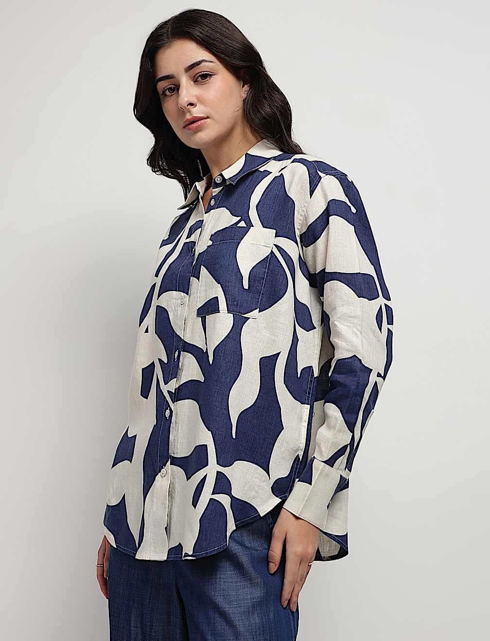 Pure Linen Abstract Printed Shirt