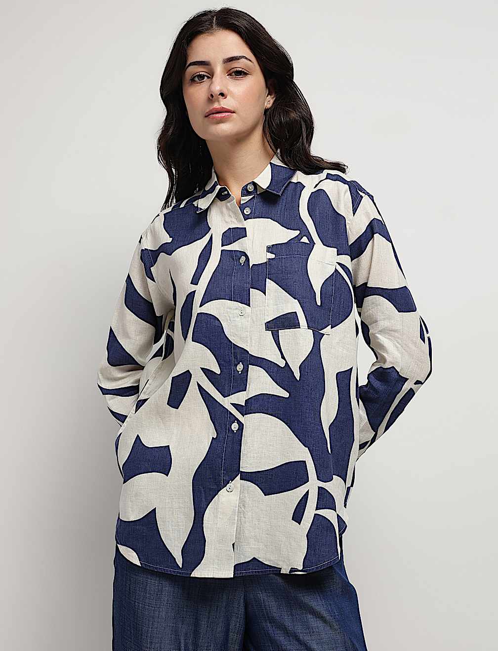Pure Linen Abstract Printed Shirt
