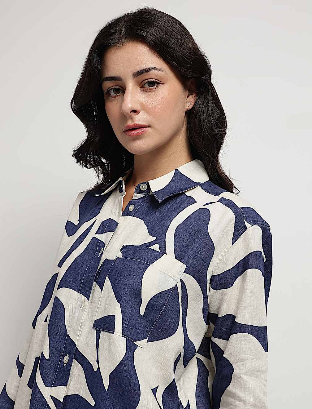 Pure Linen Abstract Printed Shirt
