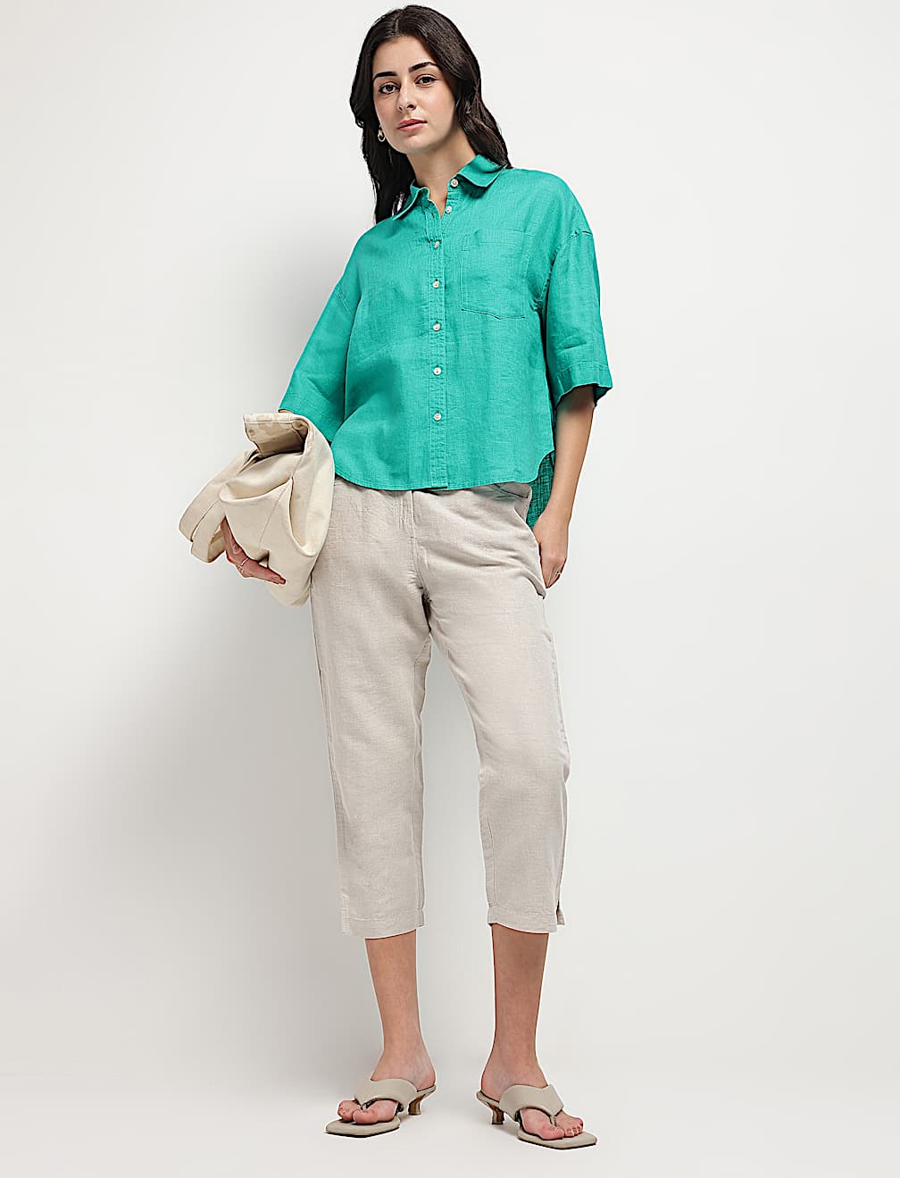 Pure Linen 3/4th Sleeve Shirt