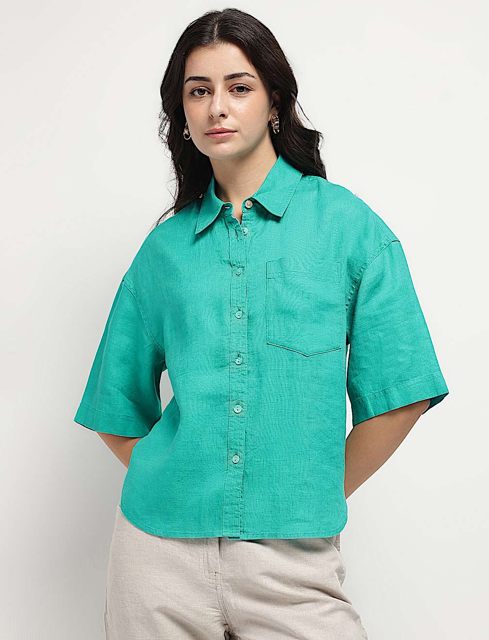 Pure Linen 3/4th Sleeve Shirt