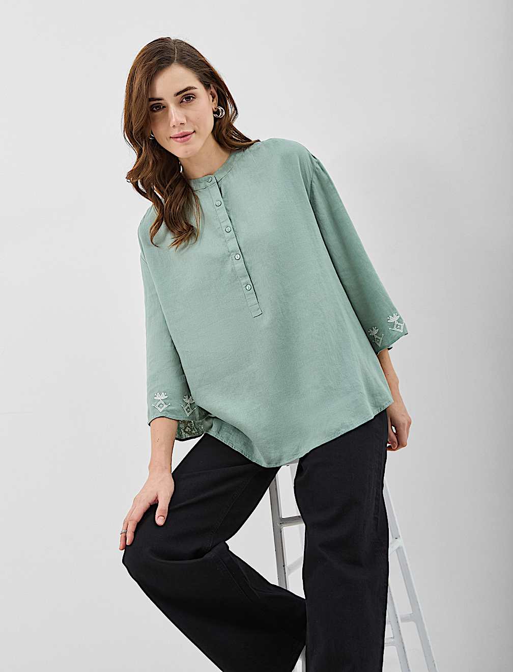 Linen-Rich Embroidered Tunic