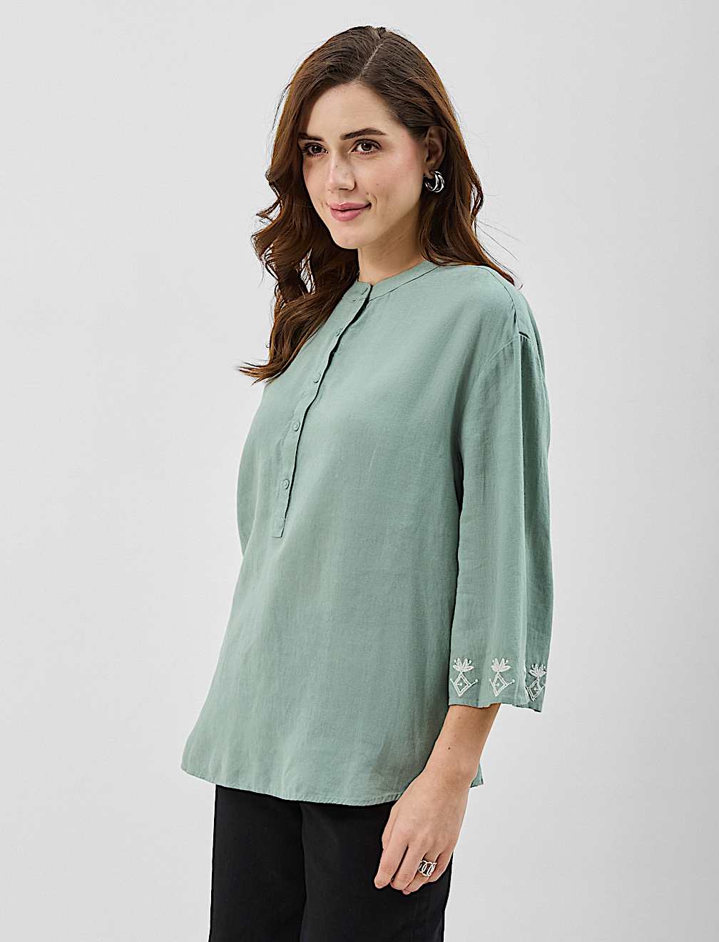 Linen-Rich Embroidered Tunic