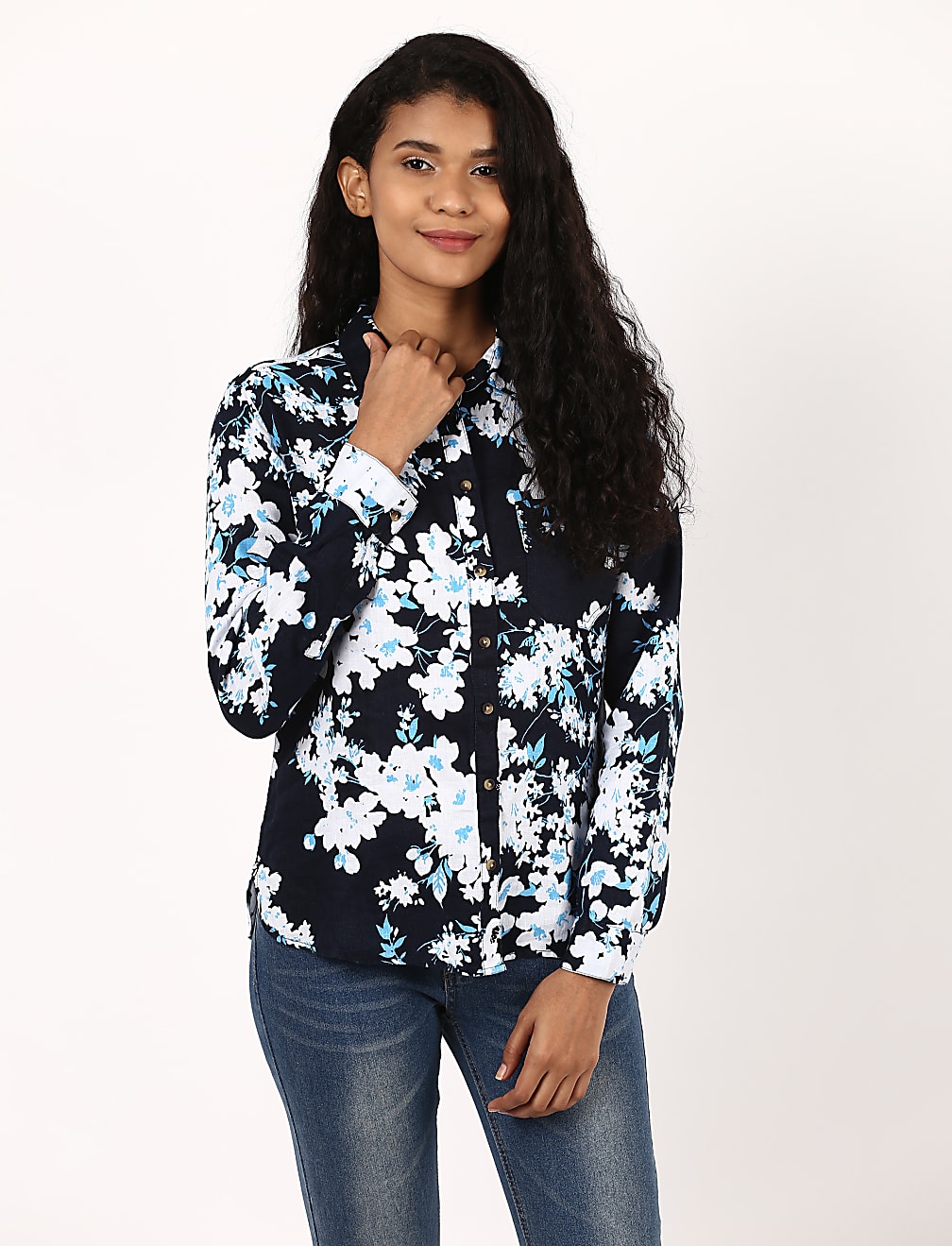 Print Long Sleeve Safari Linen Shirt