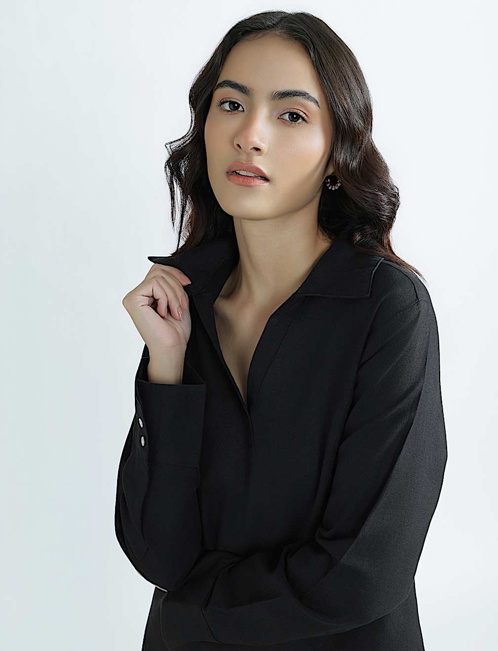 Linen Rich Johnny Collar Top
