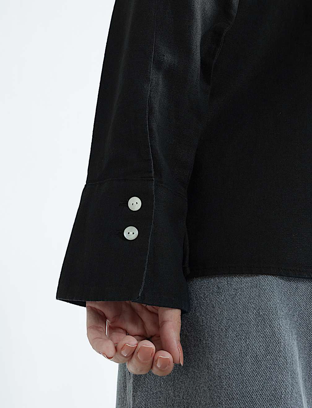 Linen Rich Johnny Collar Top