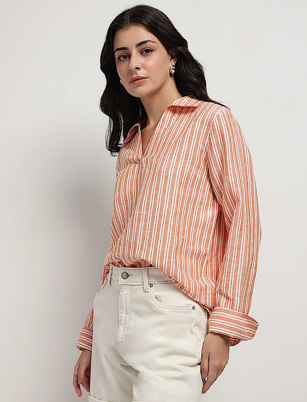 Linen Rich Relaxed Fit Bengal Stripes Shirt