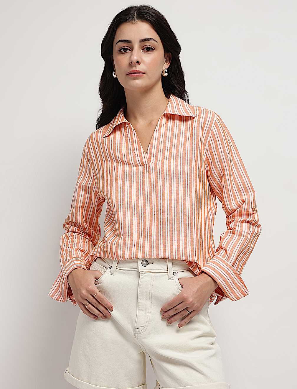 Linen Rich Relaxed Fit Bengal Stripes Shirt