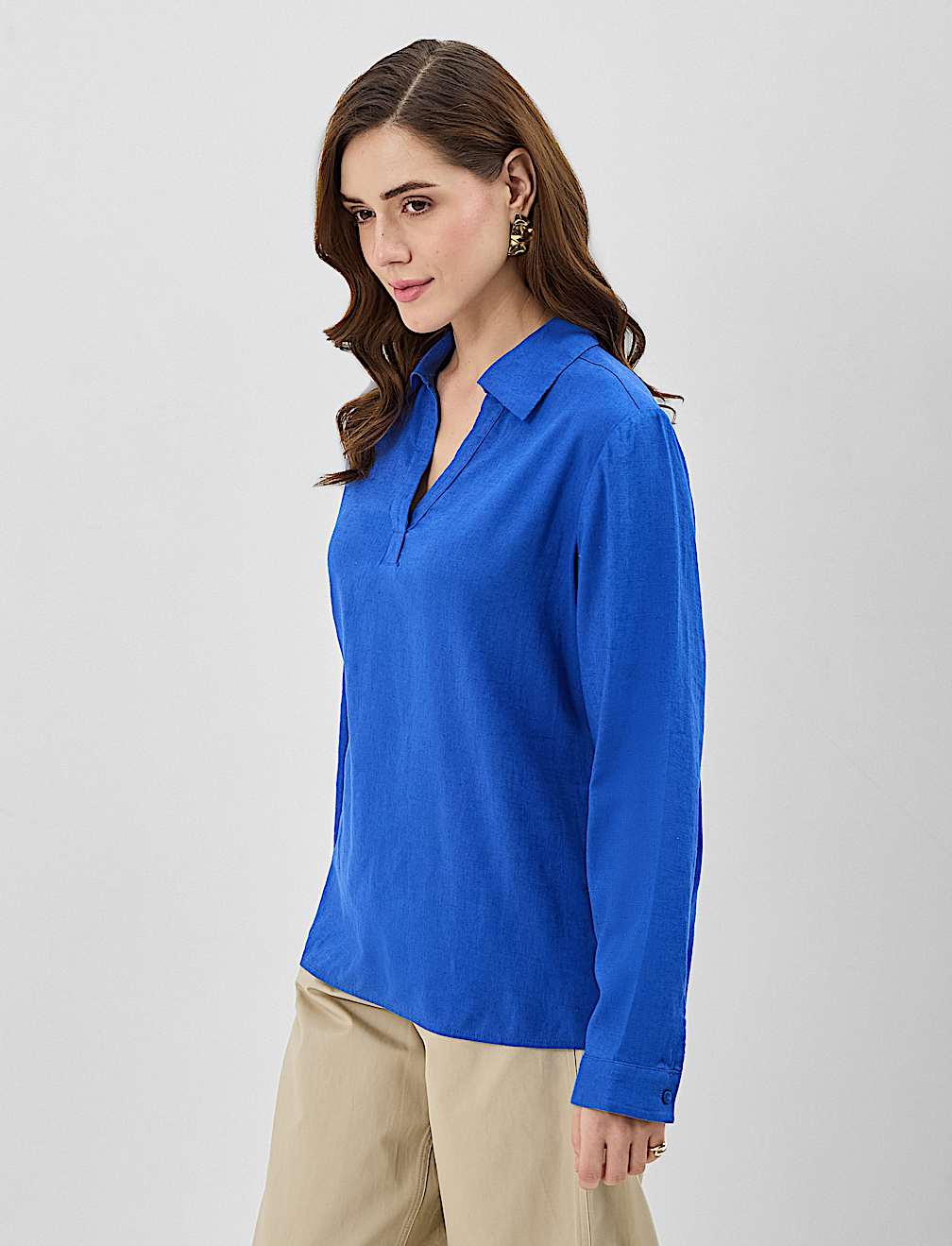 Linen Rich Longline Tunic Shirt