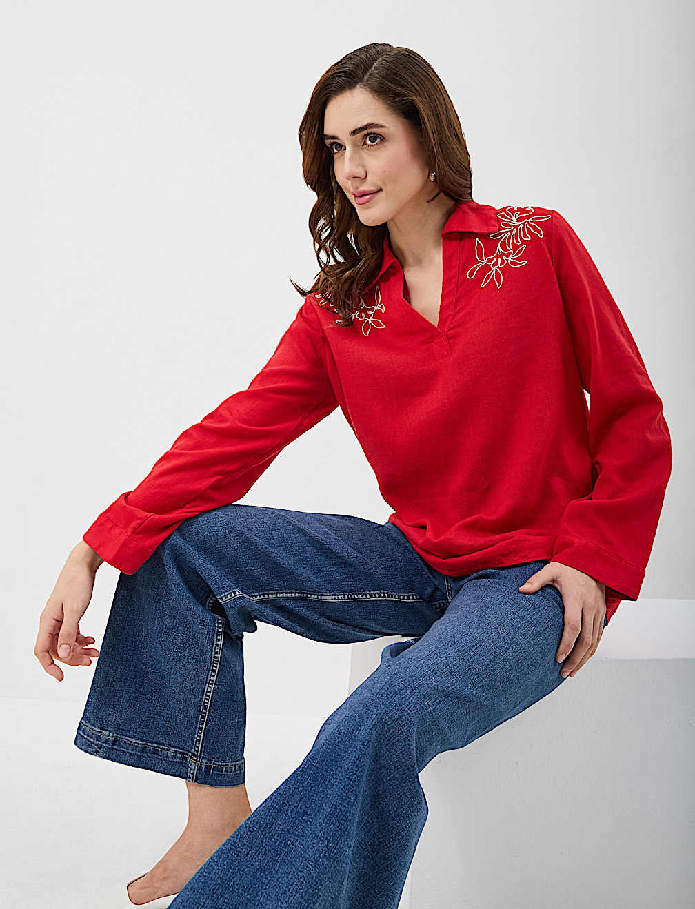 Linen Rich Longline Tunic Shirt
