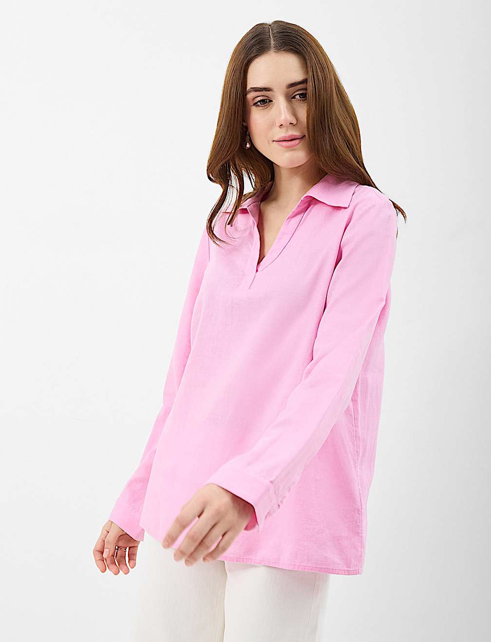 Linen Rich Longline Tunic Shirt