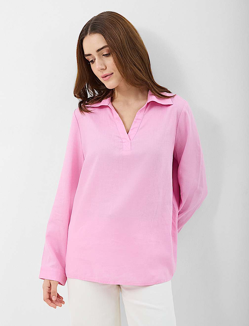 Linen Rich Longline Tunic Shirt