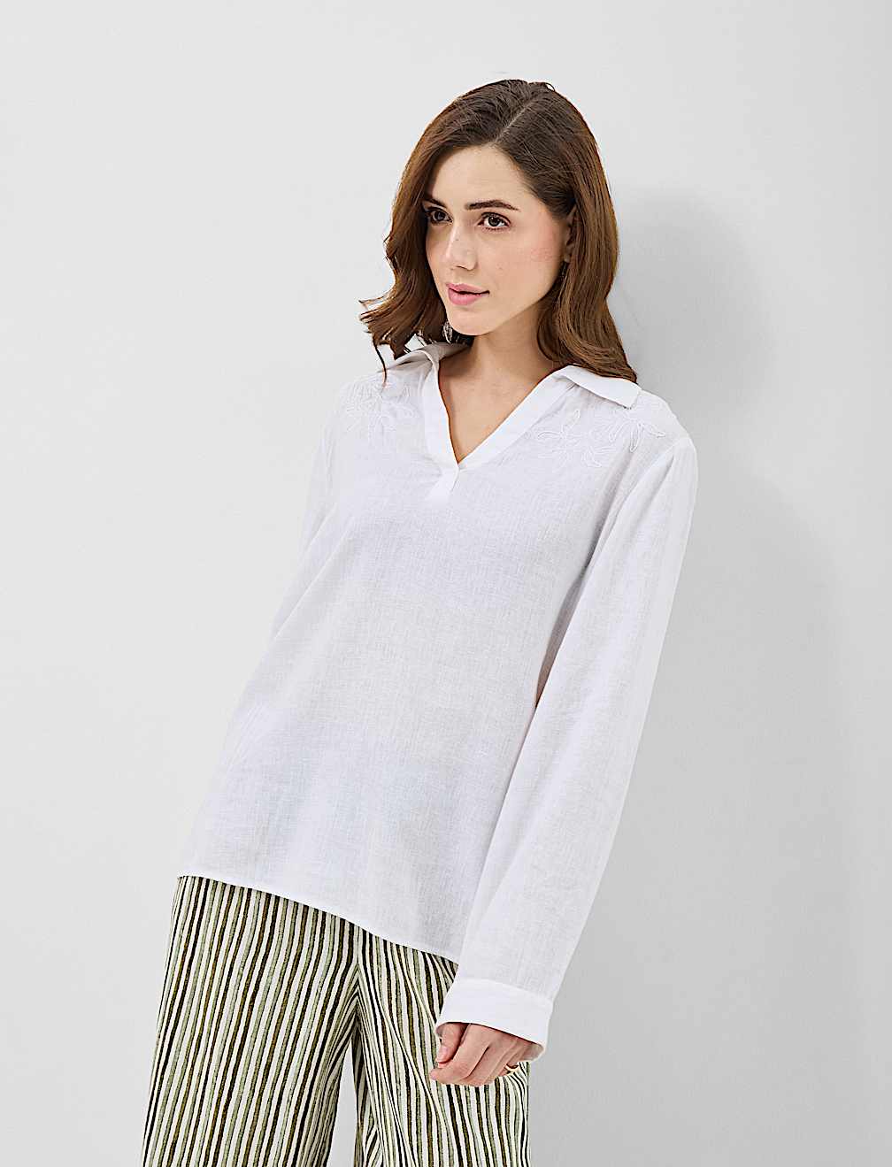 Linen Rich Longline Tunic Shirt