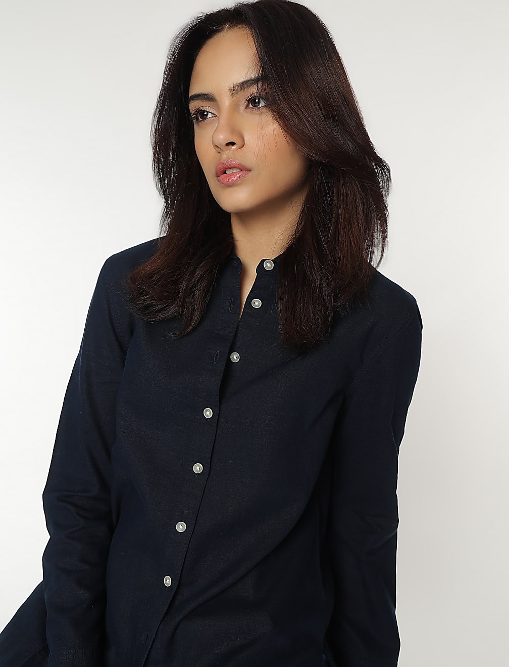 Linen Rich Spread Collar Shirt