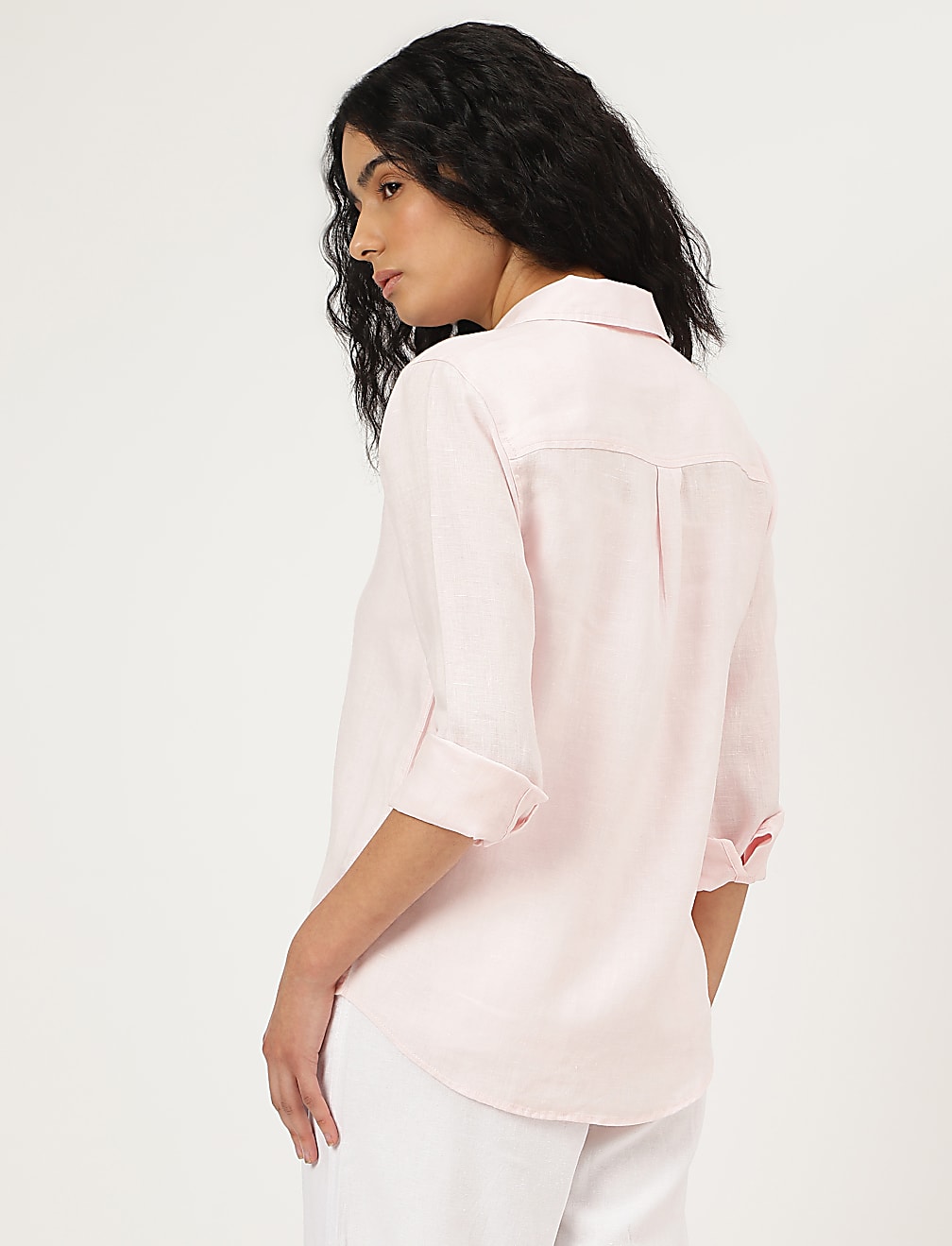 Pure Linen Spread Collar Shirt