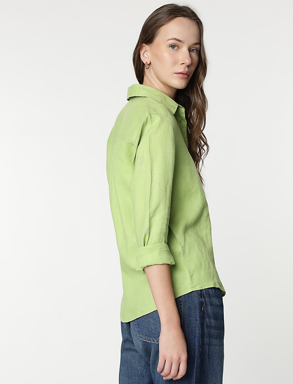 Pure Linen Spread Collar Shirt