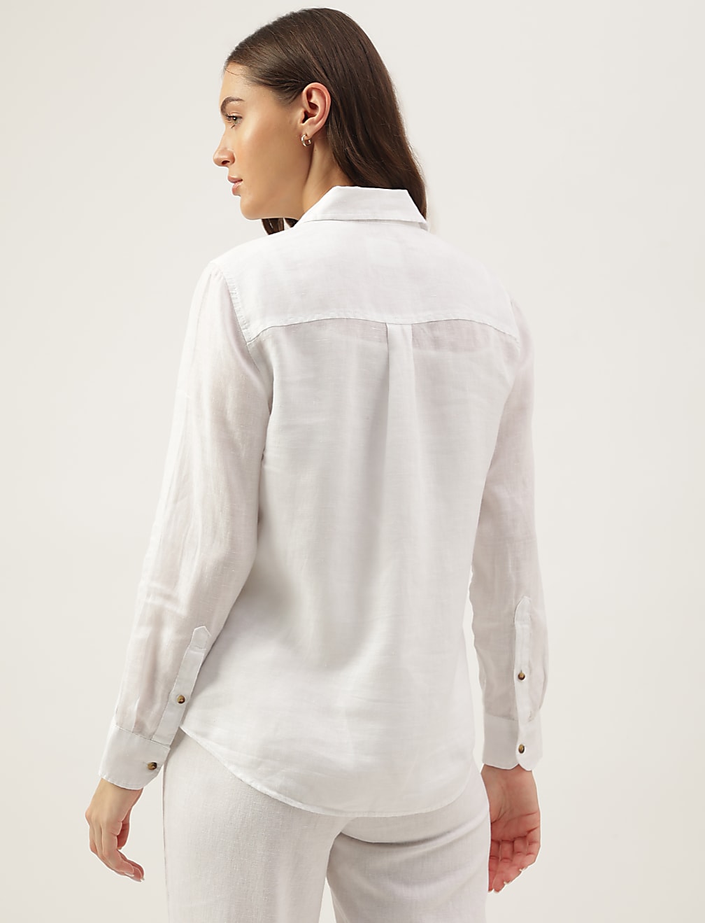 Pure Linen Spread Collar Shirt