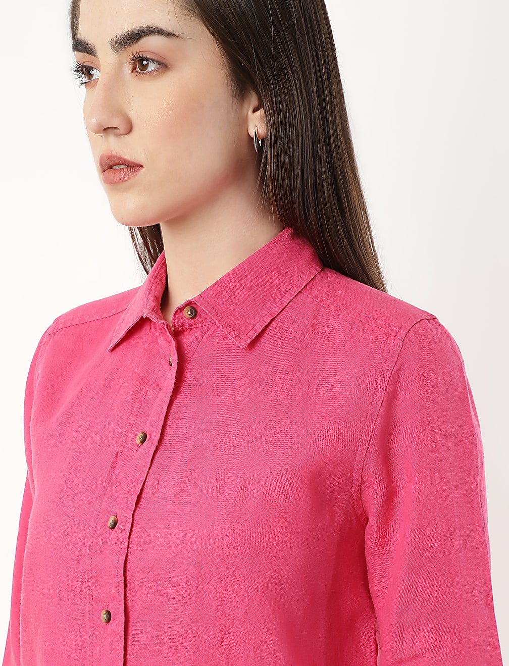 Pure Linen Spread Collar Shirt