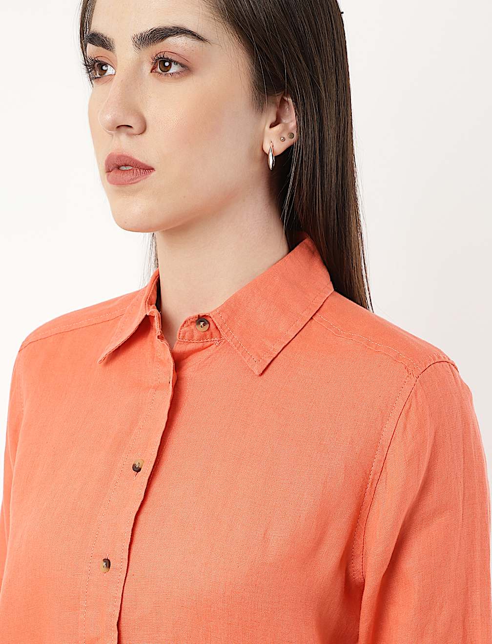 Pure Linen Spread Collar Shirt