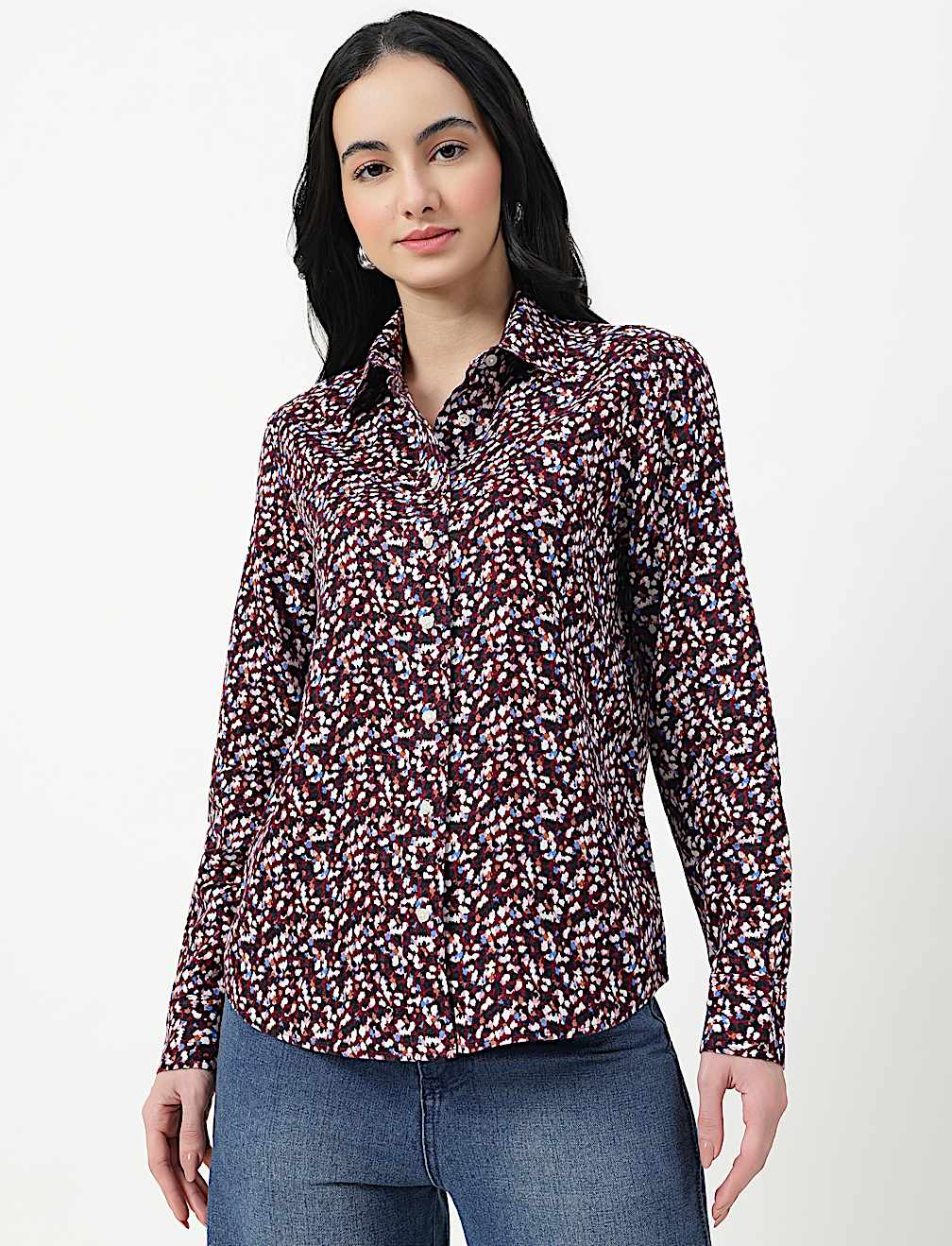 Pure Linen Plain Spread Collar Shirt