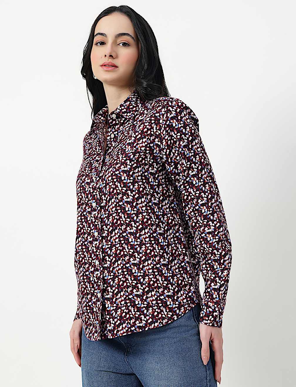 Pure Linen Plain Spread Collar Shirt