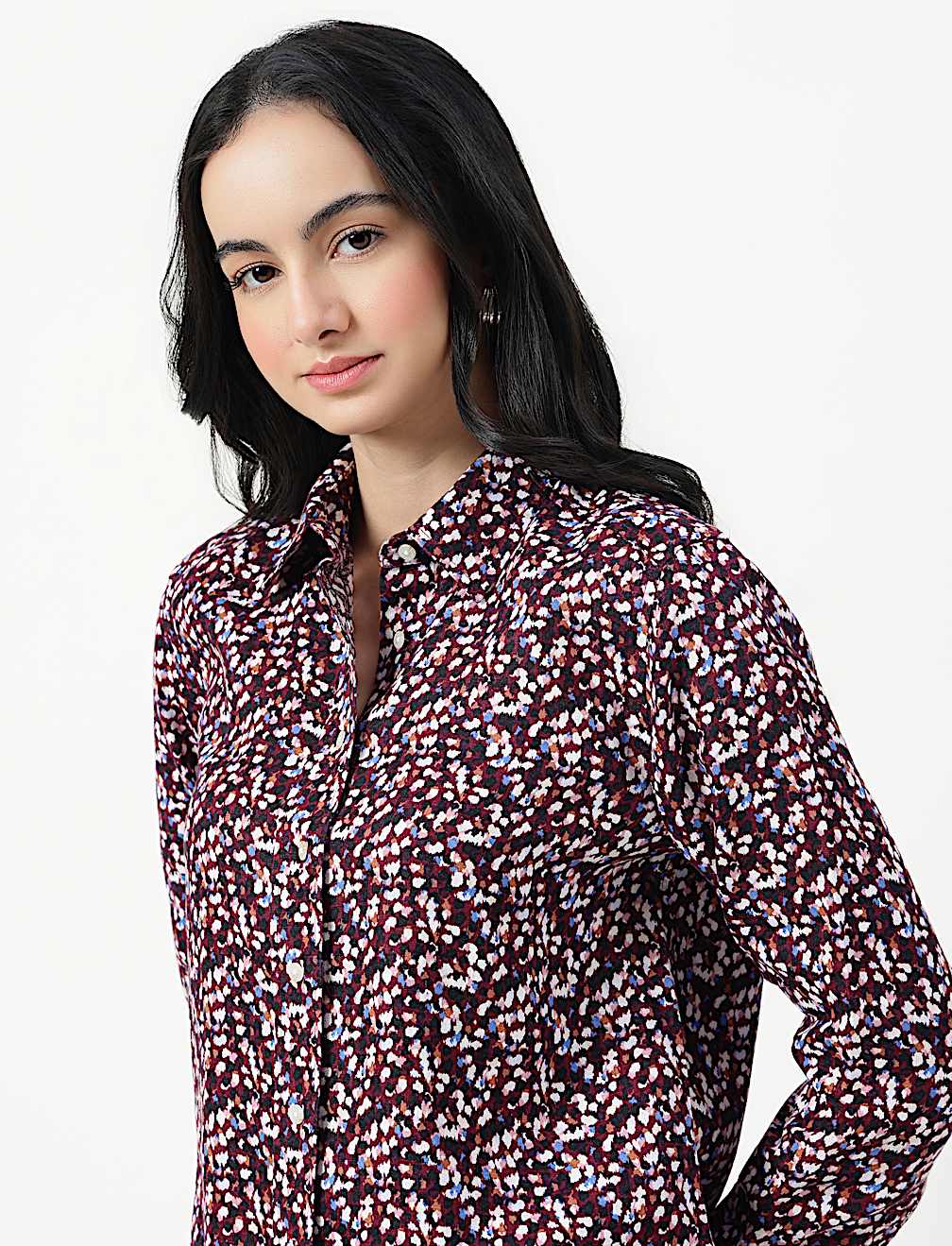 Pure Linen Plain Spread Collar Shirt