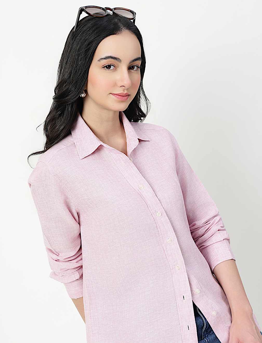 Pure Linen Spread Collar Shirt